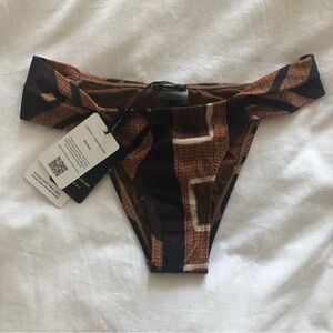 ✨NWT✨ Lenny Niemeyer Geometric Print Brown Black Draped Bikini Bottoms